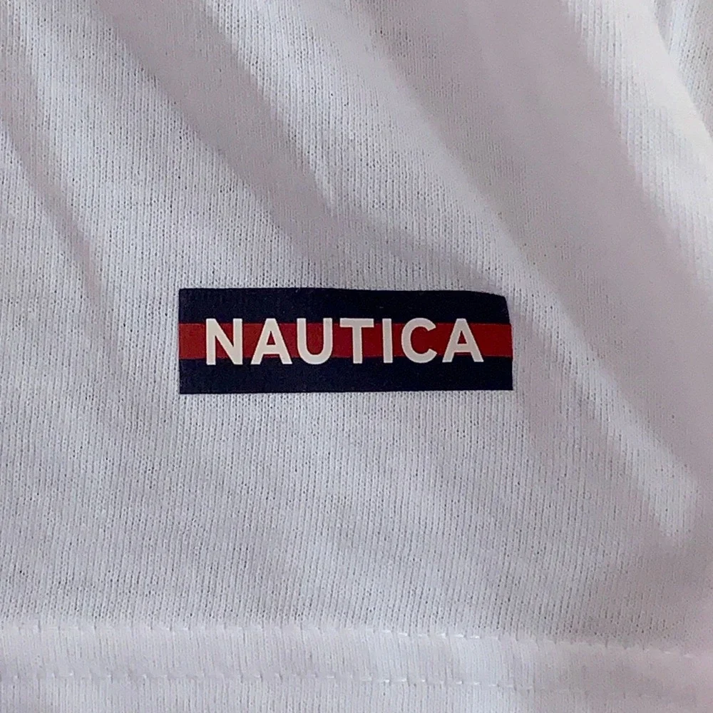 Nautica Mens Small White 5-Pack V-Neck Logo Cotton Blend T-Shirts New